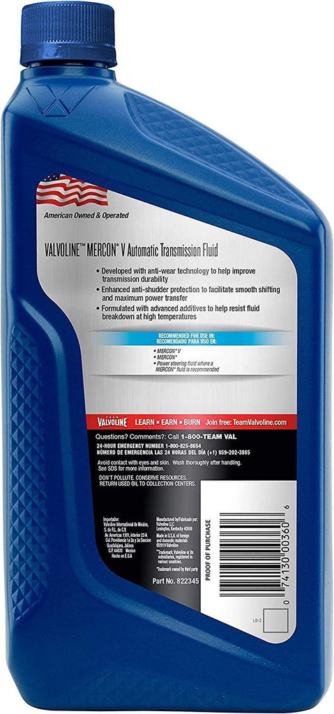 Valvoline 822345 Mercon V (ATF) Conventional Automatic Transmission Fluid 1 QT