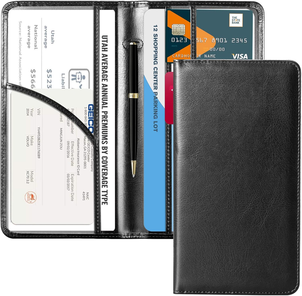 CoBak Car Registration and Insurance Holder - Vehicle Glove Box Car Organizer, Auto Truck Comparment Accessories Case for Essential Document, Driver License, Cards
