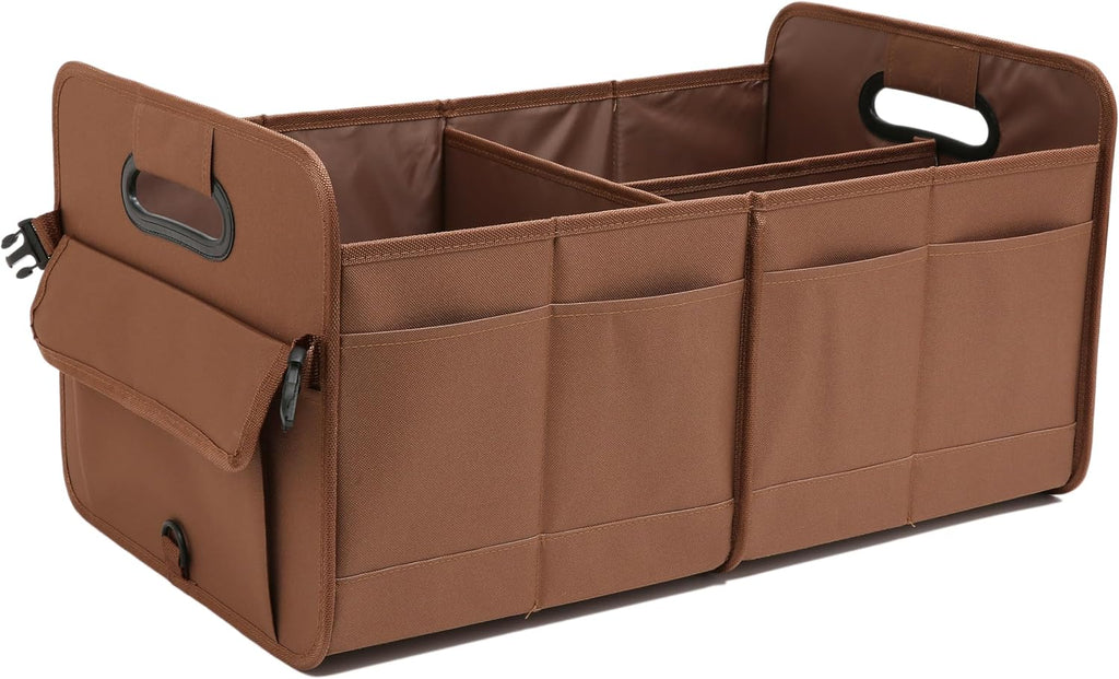 Car Trunk Organizer Car Storage Organizer Collapsible Multi Compartment Car Organizer Adjustable Straps for SUV(Beige)