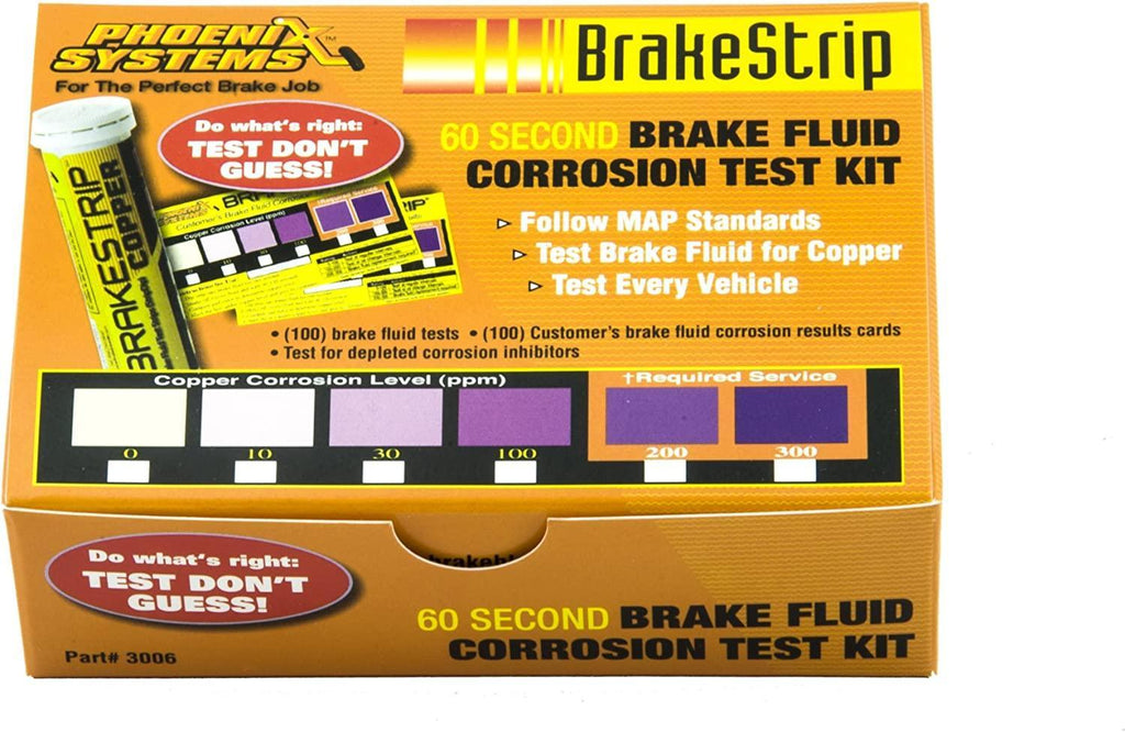 Phoenix Systems (3006-B) Brake Fluid Test Strip Kit, 100 Test Strips and 100 Rating Cards, BrakeStrip, FASCAR