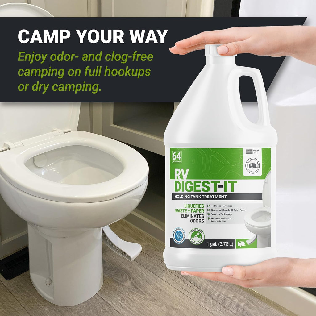 Unique RV Digest-It+ Extra-Strength Ultra-Concentrate - 32 RV Toilet Treatments - Eliminates Smells and Liquifies Waste (32 oz)