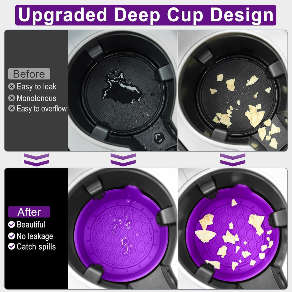 SINGARO Car Cup Holder Coaster, Silicone Cup Holder Insert, Universal Non-Slip Cup Holders, Car Accessories Interior for Women and Man Interior Sets 4 Pack Black