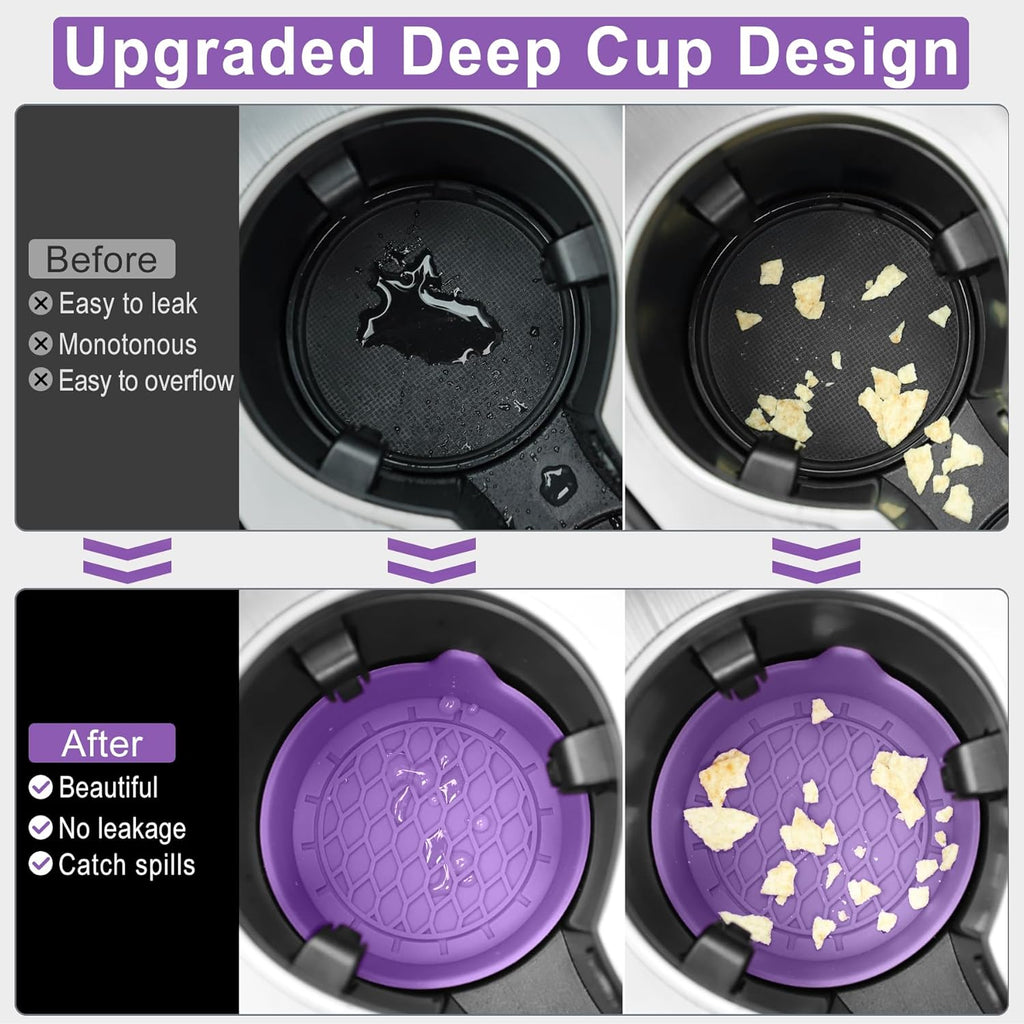 SINGARO Car Cup Holder Coaster, Silicone Cup Holder Insert, Universal Non-Slip Cup Holders, Car Accessories Interior for Women and Man Interior Sets 4 Pack Black
