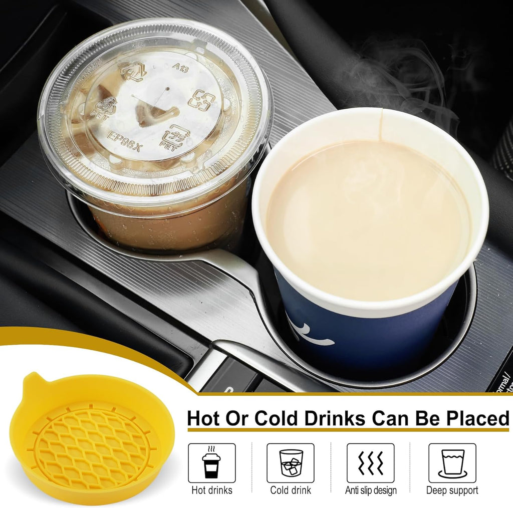 SINGARO Car Cup Holder Coaster, Silicone Cup Holder Insert, Universal Non-Slip Cup Holders, Car Accessories Interior for Women and Man Interior Sets 4 Pack Black