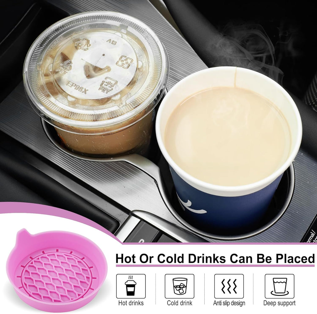 SINGARO Car Cup Holder Coaster, Silicone Cup Holder Insert, Universal Non-Slip Cup Holders, Car Accessories Interior for Women and Man Interior Sets 4 Pack Black
