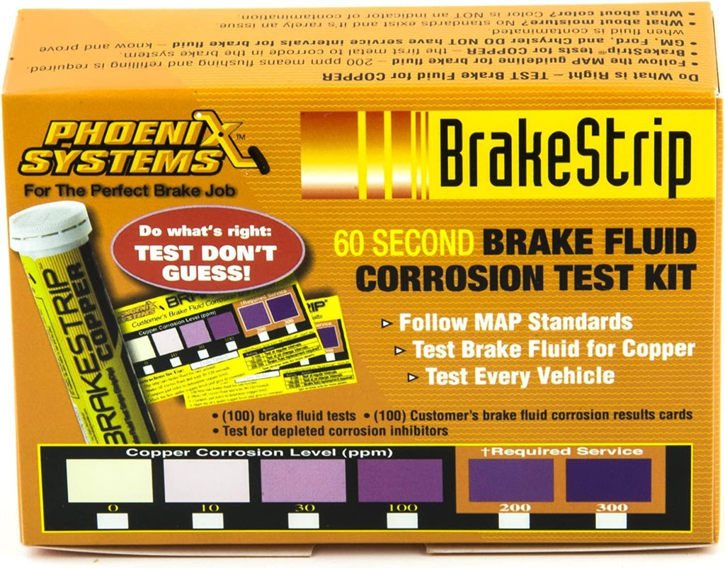 Phoenix Systems (3006-B) Brake Fluid Test Strip Kit, 100 Test Strips and 100 Rating Cards, BrakeStrip, FASCAR