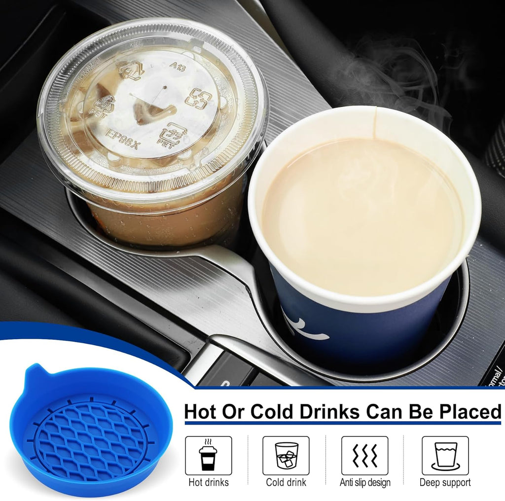 SINGARO Car Cup Holder Coaster, Silicone Cup Holder Insert, Universal Non-Slip Cup Holders, Car Accessories Interior for Women and Man Interior Sets 4 Pack Black