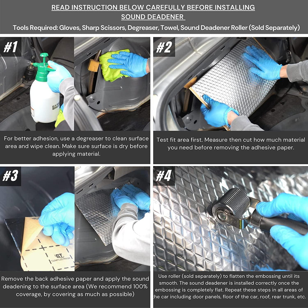 SunplusTrade Sound Deadener for Cars, 80 mil 36 sqft Sound Deadener Mat, Butyl Automotive Noise Insulation and Dampening Material for Reducing Vibration and Noise