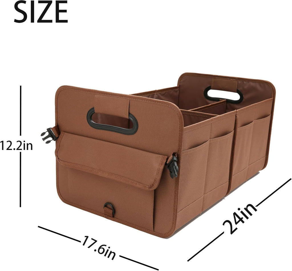 Car Trunk Organizer Car Storage Organizer Collapsible Multi Compartment Car Organizer Adjustable Straps for SUV(Beige)