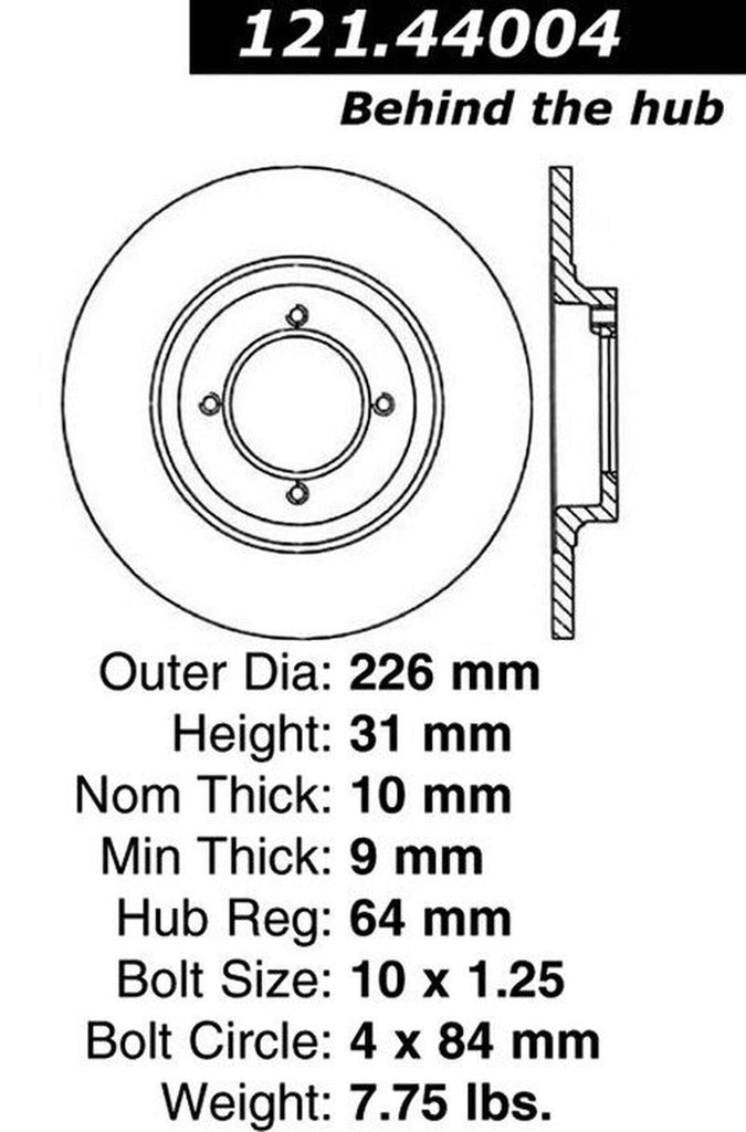 Centric Front Disc Brake Rotor for 1981-1984 Starlet (121.44004)