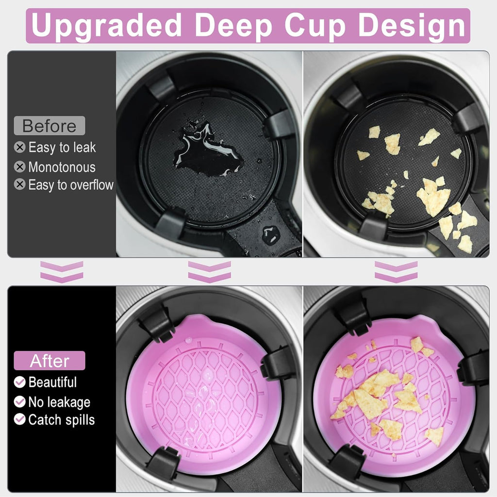 SINGARO Car Cup Holder Coaster, Silicone Cup Holder Insert, Universal Non-Slip Cup Holders, Car Accessories Interior for Women and Man Interior Sets 4 Pack Black