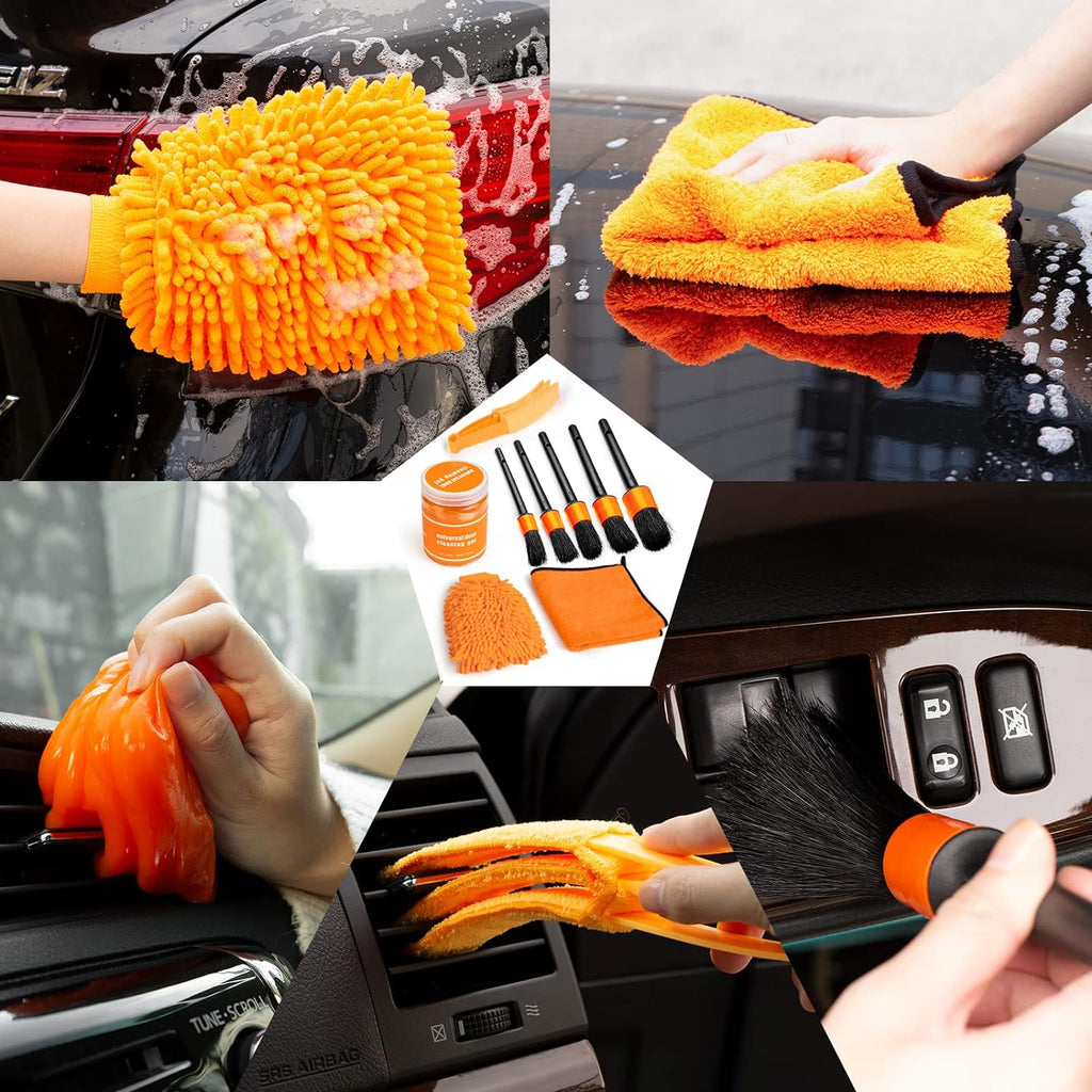 Viewsun 17pcs Car Cleaning Kit, Pink Car Interior Detailing Kit with High Power Handheld Vacuum, Detailing Brush Set, Windshield Cleaner, Cleaning Gel, Complete Auto Accessories for Women Gift