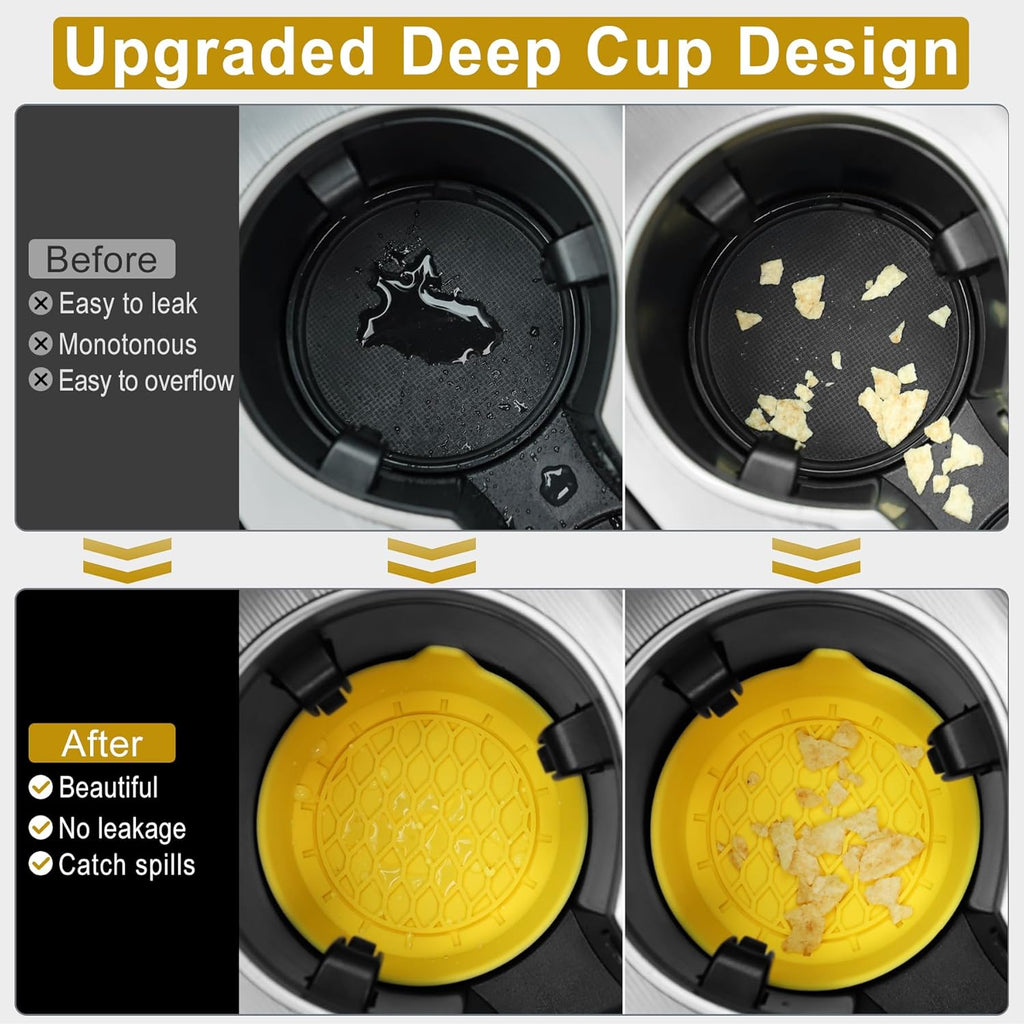 SINGARO Car Cup Holder Coaster, Silicone Cup Holder Insert, Universal Non-Slip Cup Holders, Car Accessories Interior for Women and Man Interior Sets 4 Pack Black