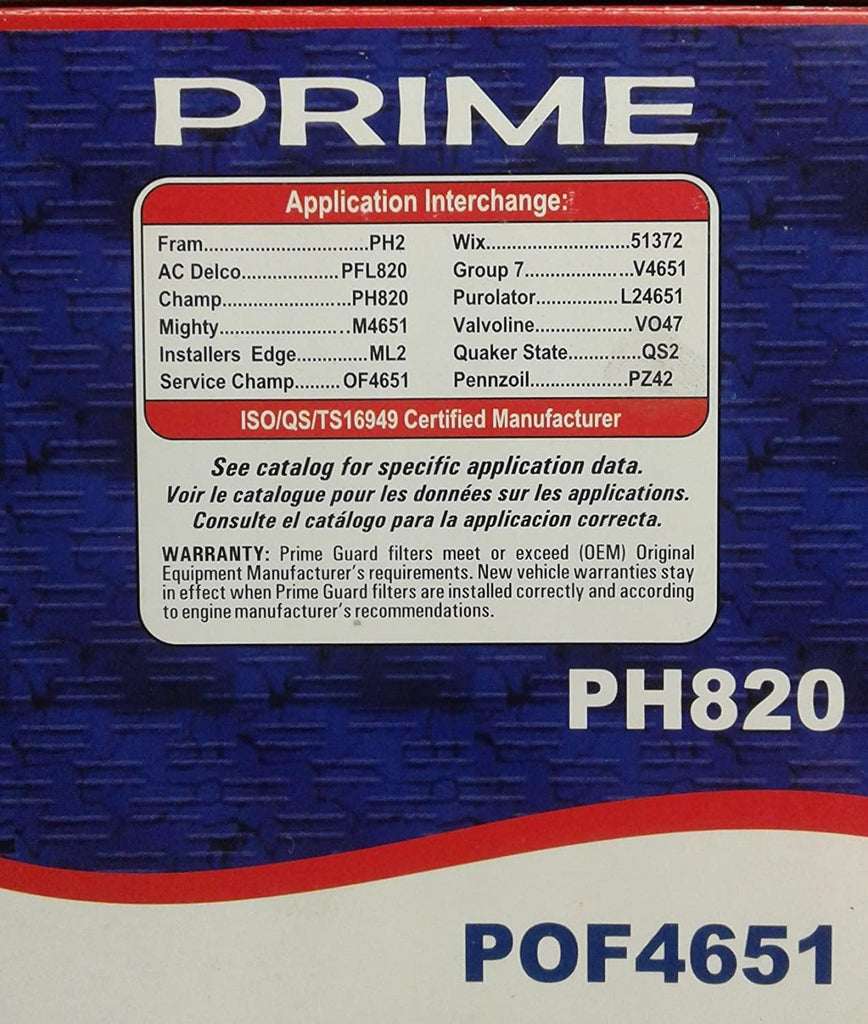 POF4651 PRIME GUARD OIL FILTER
