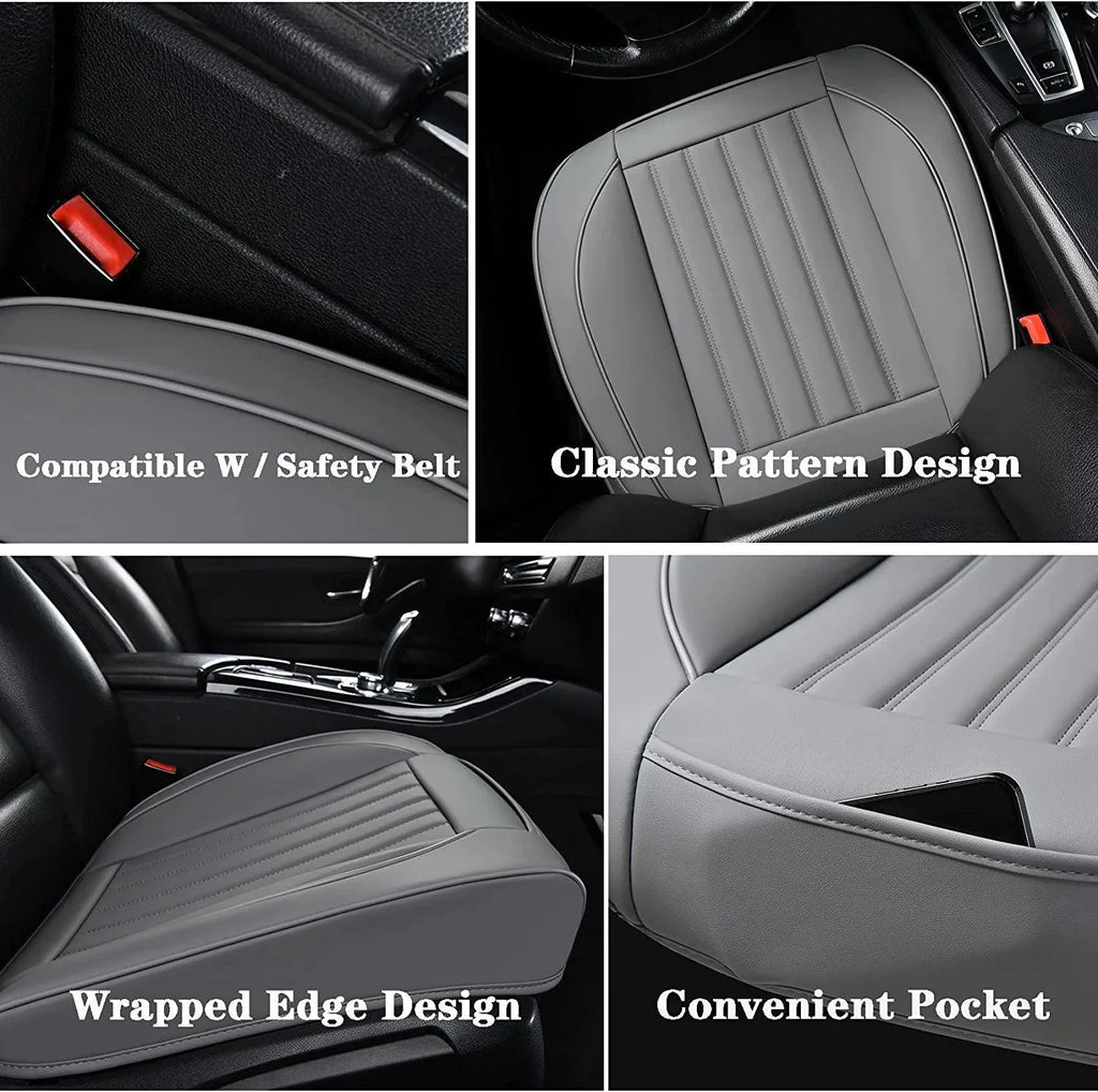 Cusaota 1 Piece Car Seat Covers Protectors for Front Seat Bottoms, Luxury PU Leather Car Interior Seat Cushion Pad Mat, Compatible with 90% Vehicles (Sedan SUV Truck Jeep ) (Gray-1Piece)