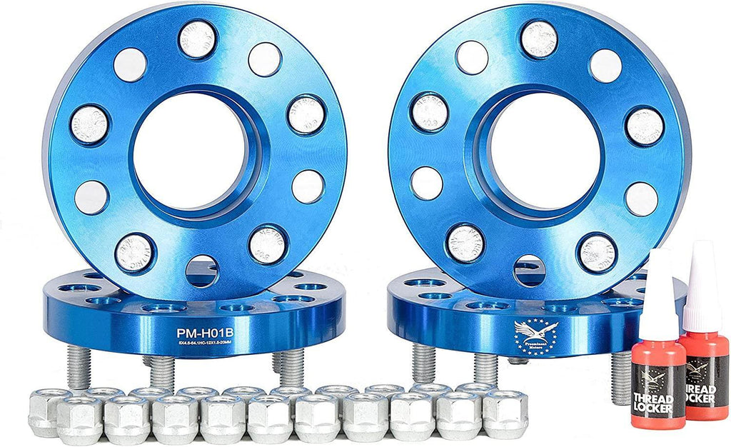 Wheel spacer 4 pcs 5X4.5/5X114.3 Forged Hubcentric Wheel Spacers 20mm | 64.1mm hub M12x1.5 Studs, Compatible with Honda Accord Civic CR-V Element Acura 13-19 ILX 15-19 TLX 04-14 TSX 01-06 MDX, Blue