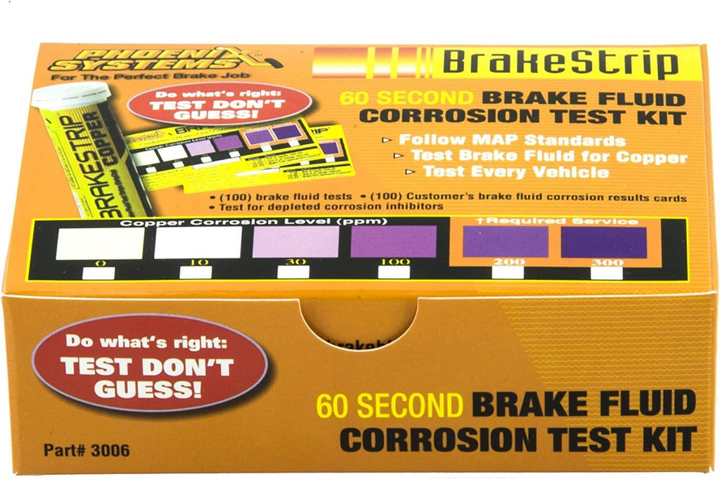 Phoenix Systems (3006-B) Brake Fluid Test Strip Kit, 100 Test Strips and 100 Rating Cards, BrakeStrip, FASCAR