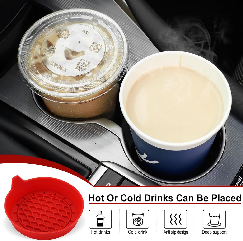 SINGARO Car Cup Holder Coaster, Silicone Cup Holder Insert, Universal Non-Slip Cup Holders, Car Accessories Interior for Women and Man Interior Sets 4 Pack Black