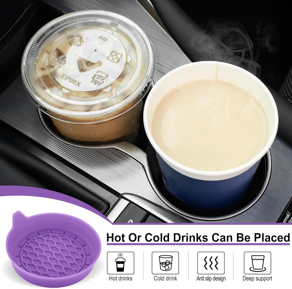 SINGARO Car Cup Holder Coaster, Silicone Cup Holder Insert, Universal Non-Slip Cup Holders, Car Accessories Interior for Women and Man Interior Sets 4 Pack Black