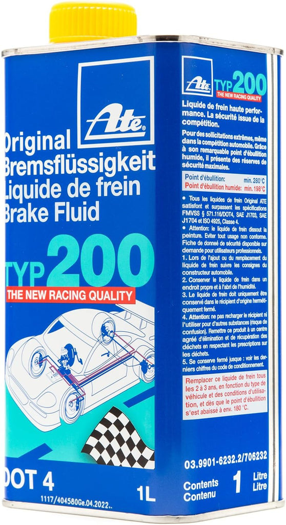 ATE 706202 Original TYP 200 DOT 4 Brake Fluid - 1 Liter, 10 Pack