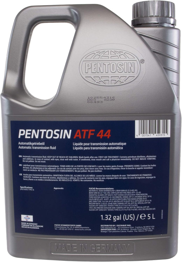 Pentosin 1058212 ATF 44 Long-Life Full Synthetic Automatic Transmission Fluid; 5 Liter