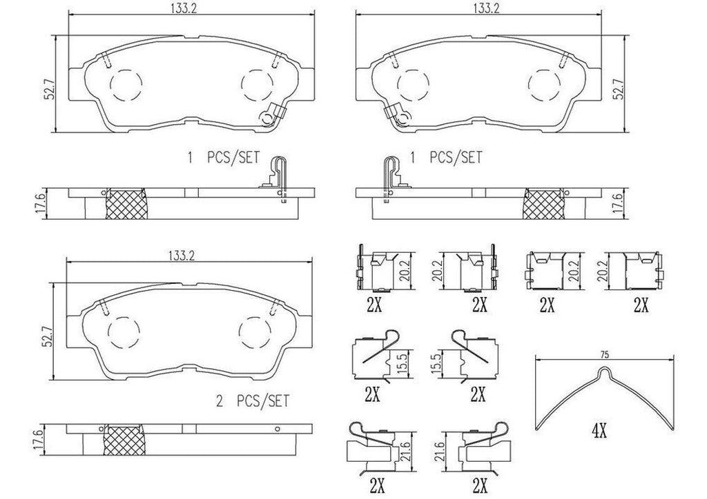 Front Disc Brake Pad Set for RAV4, Camry, Celica, Corolla, MR2, ES300 (P83034N)