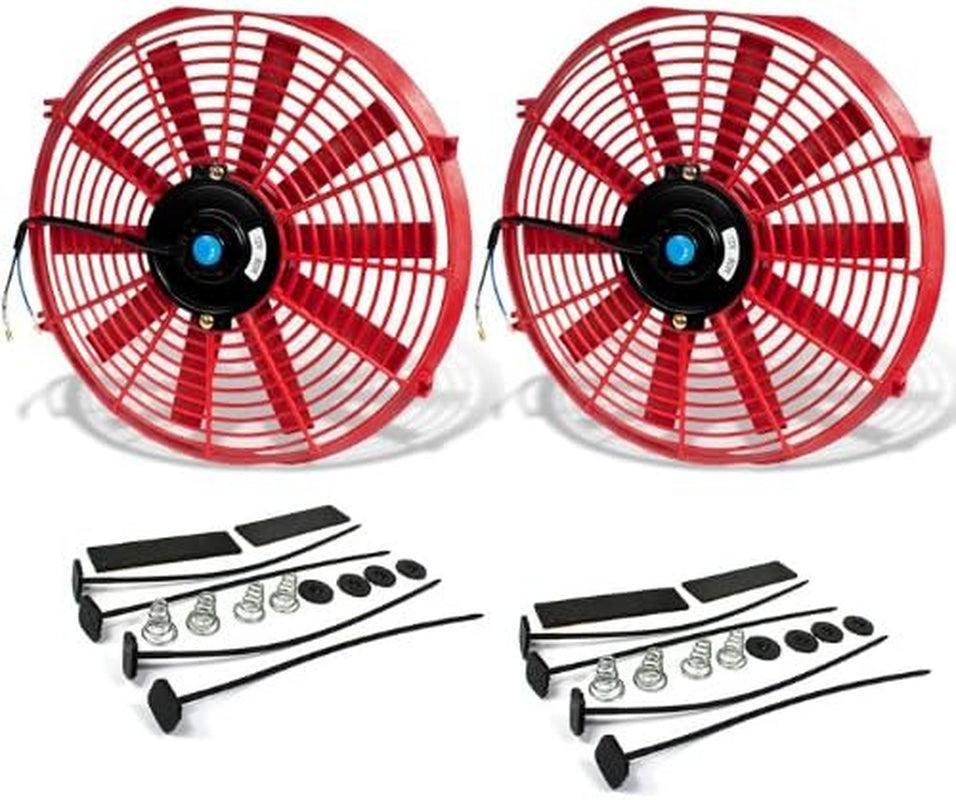 RAF-14-RD+FMK-X2 2Pcs 14" Inch Electric Radiator Cooling Fan Kit (Red)