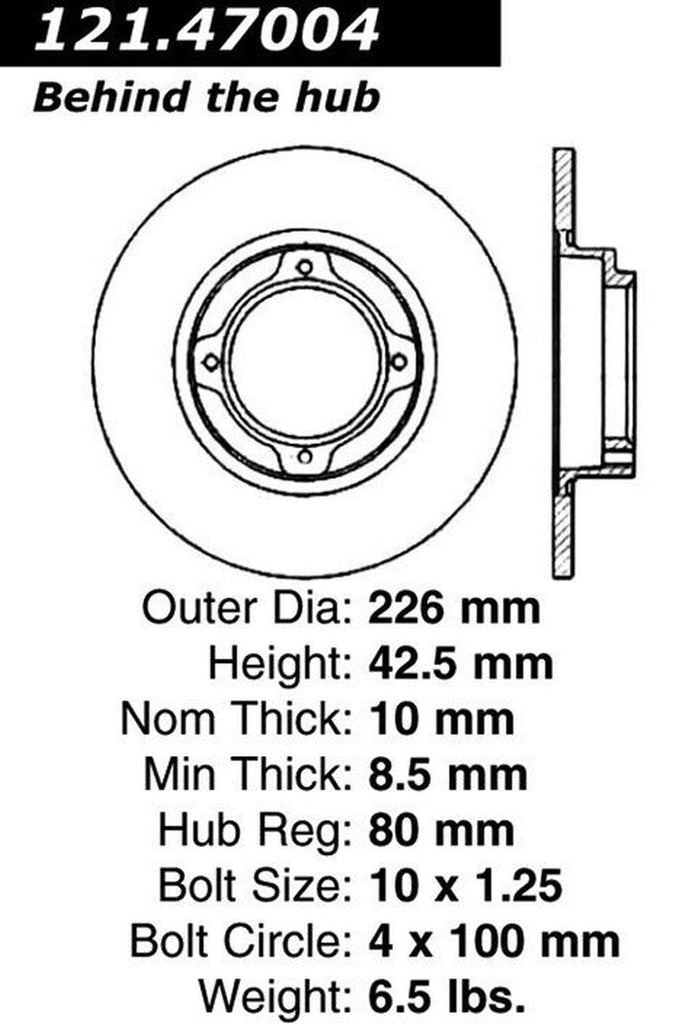 Centric Rear Disc Brake Rotor for Subaru (121.47004)