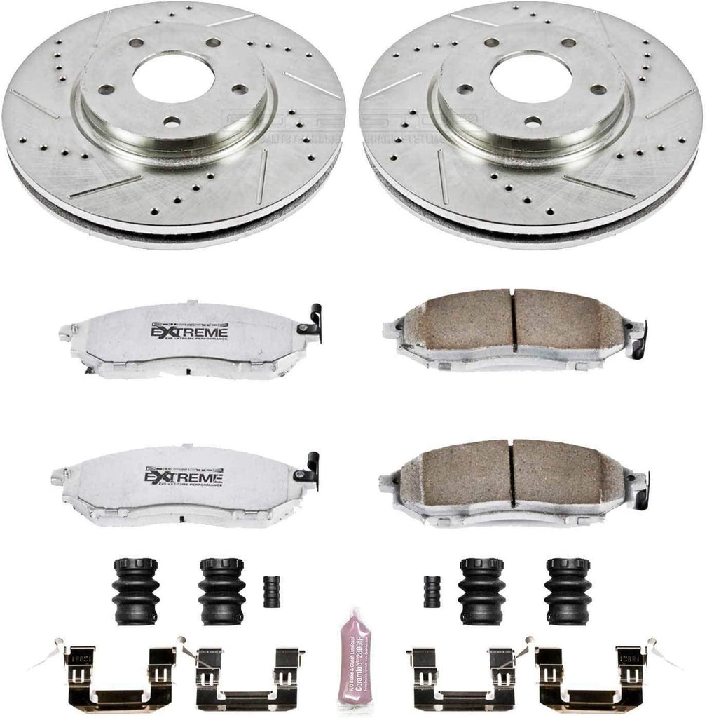 K152-26 Front Z26 Carbon Fiber Brake Pads with Drilled & Slotted Brake Rotors Kit