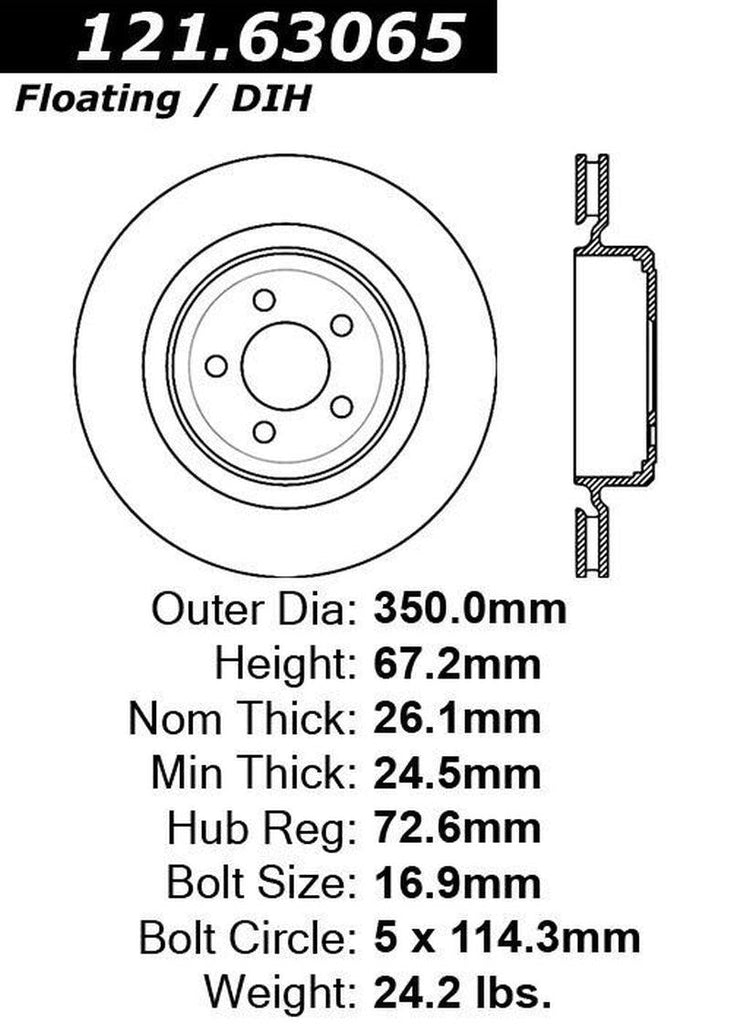 Centric Rear Disc Brake Rotor for Charger, 300, Magnum (121.63065)
