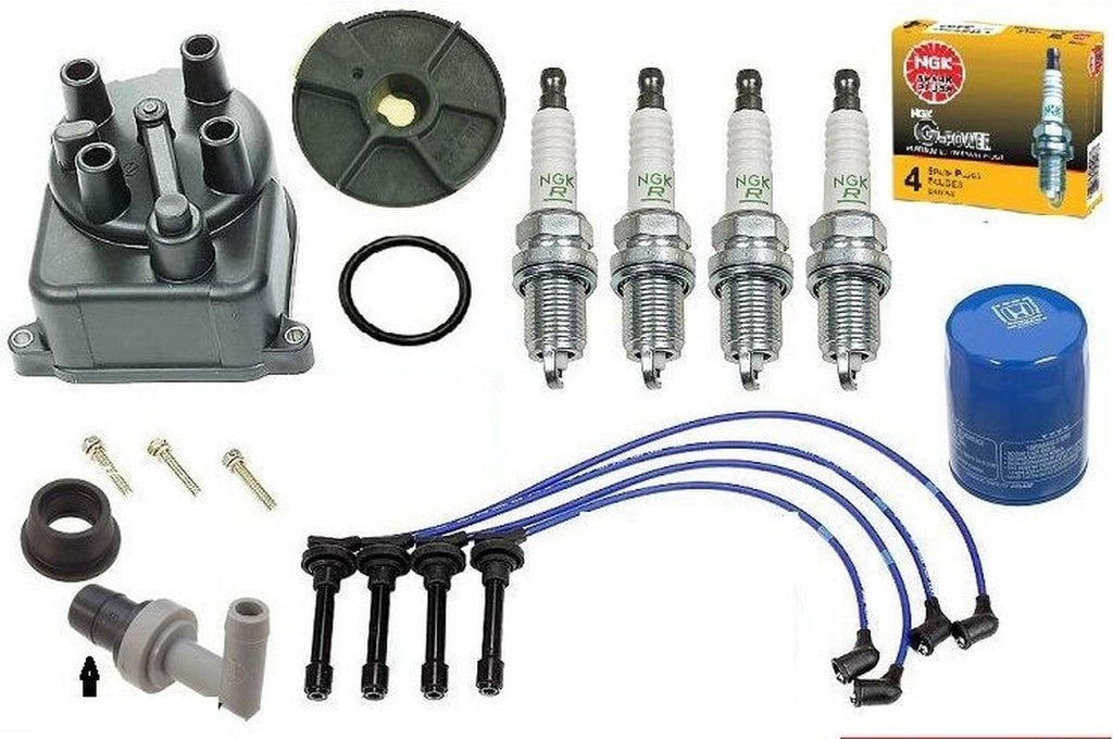 96-00 Honda Civic EK EX 1.6L Cap-Rotor-Ngk Wires-Spark Plug-Pcv- Kit