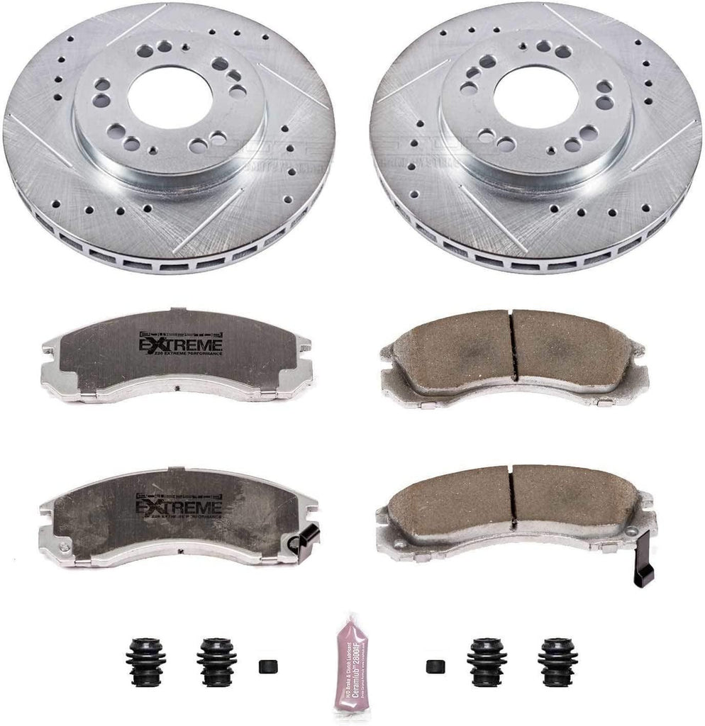 K798-26 Front Z26 Carbon Fiber Brake Pads with Drilled & Slotted Brake Rotors Kit