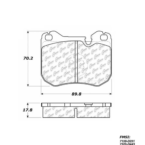 Centric Front Disc Brake Pad for Diablo, 944, 924, 928 (102.04430)