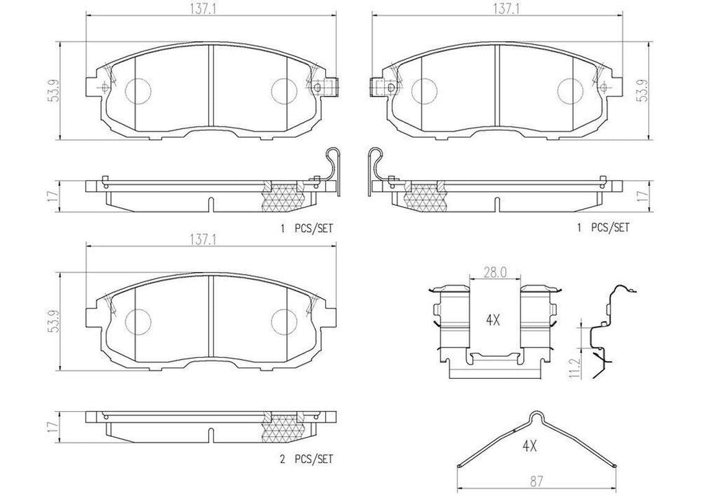 Front Disc Brake Pad Set for SX4, Sentra, Altima, G20, I30, Maxima (P56021N)