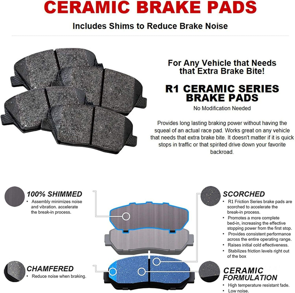 R1 Concepts Front Brakes and Rotors Kit |Front Brake Pads| Brake Rotors and Pads| Ceramic Brake Pads and Rotors |Fits 2008-2019 Pontiac Vibe, Scion Xd, Toyota Corolla, Matrix