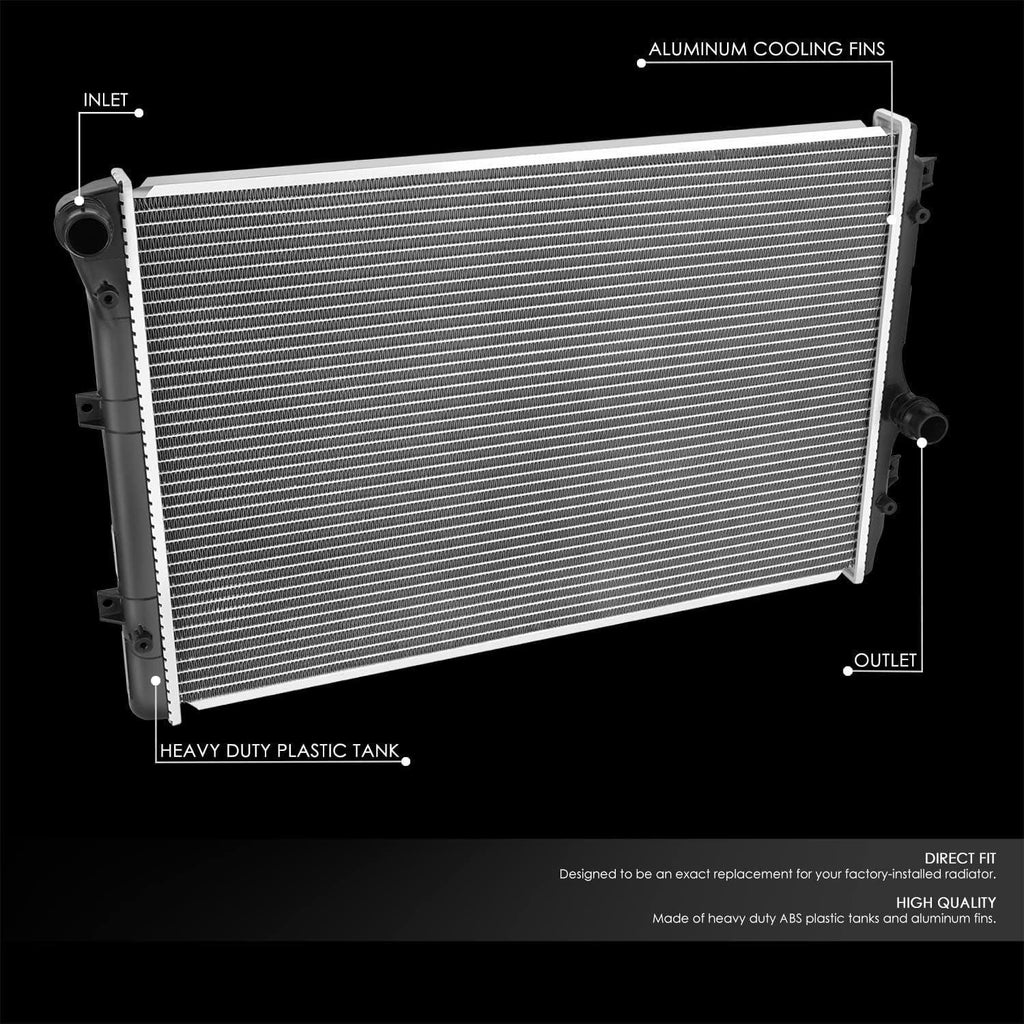 OEM-RA-13466 OE Style 1-Row Aluminum Cooling Radiator Compatible with 12-14 VW Passat 2.0L TDI AT/MT