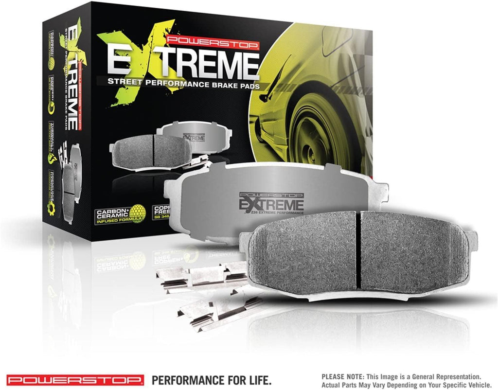 Power Stop Rear Z26-1053 Carbon-Fiber Ceramic Brake Pads Street Performance Z26
