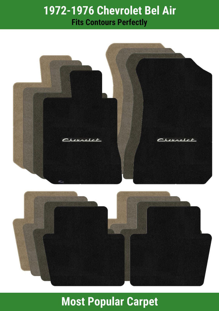 Lloyd Ultimat Front & Rear Mats for '72-76 Chevy Bel Air W/Silver on Black Chevy