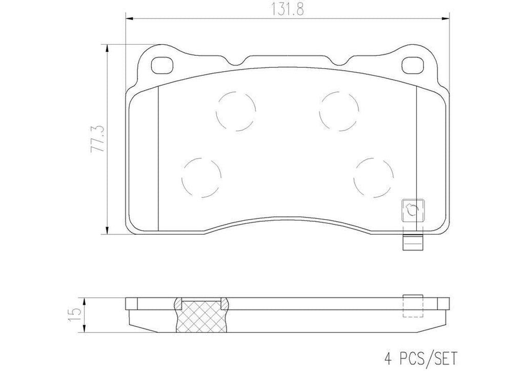 Front Disc Brake Pad Set for Viper, S, Mustang, STS, G8, CTS, GT (P09004N)