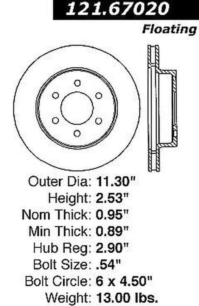 Centric Front Disc Brake Rotor for 1991-1996 Dakota (121.67020)