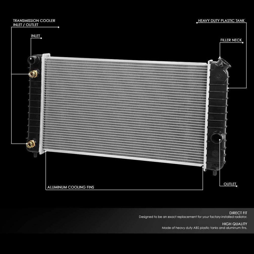OEM-RA-1825 Factory Style Aluminum Cooling Radiator Compatible with 96-04 Chevy S10 / Sonoma, 96-05 Blazer/Jimmy, 26-1/4" W X 15" H X 1" D, 1-15/16" Inlet, 1-15/16" Outlet