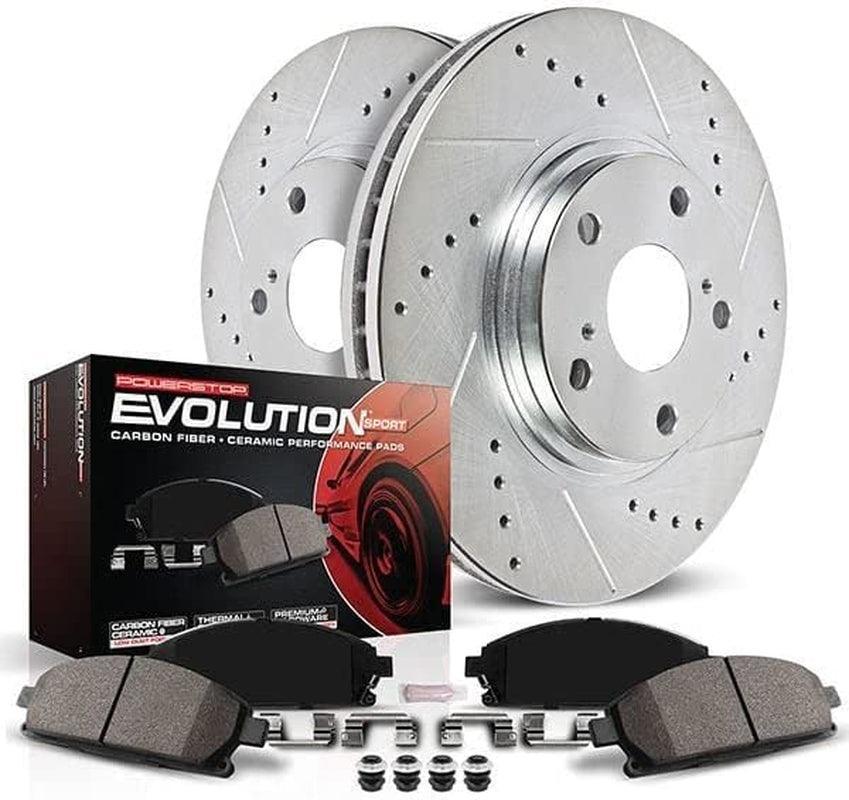 K8448 Front and Rear Z23 Daily Driver Carbon-Fiber Ceramic Brake Pads and Drilled and Slotted Rotors Kit