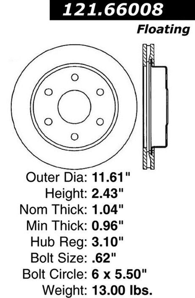 Centric Front Disc Brake Rotor for 1988-1991 Chevrolet K1500 (121.66008)