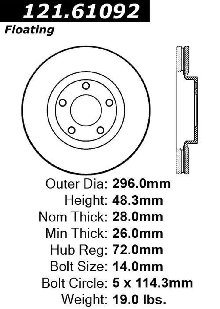 Centric Front Disc Brake Rotor for Edge, MKX (121.61092)