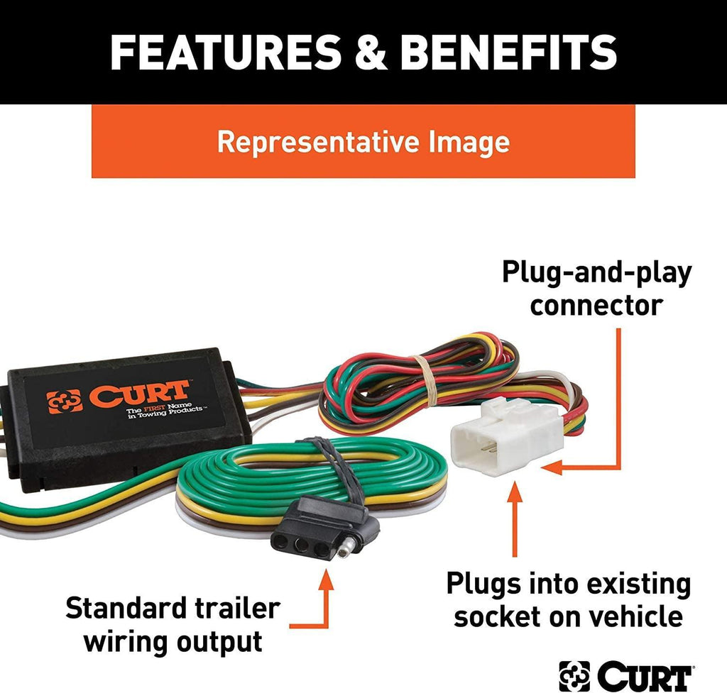CURT 56038 Vehicle-Side Custom 4-Pin Trailer Wiring Harness, Fits Select Acura MDX , Black