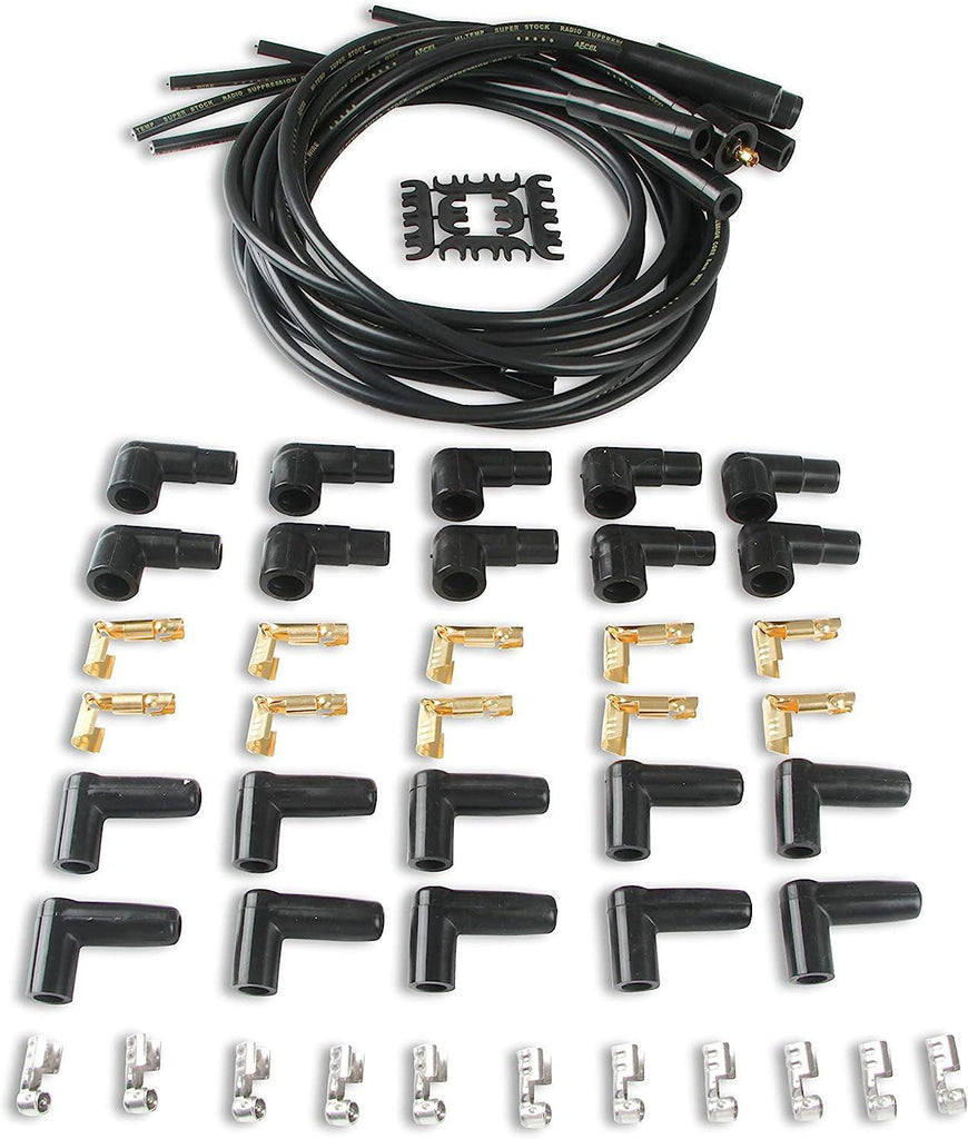4040K Spark Plug Wire Set- 8Mm - Black Wire with Black Straight Boots