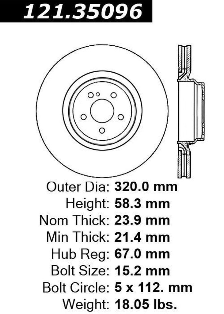 Centric Rear Disc Brake Rotor for Mercedes-Benz (121.35096)