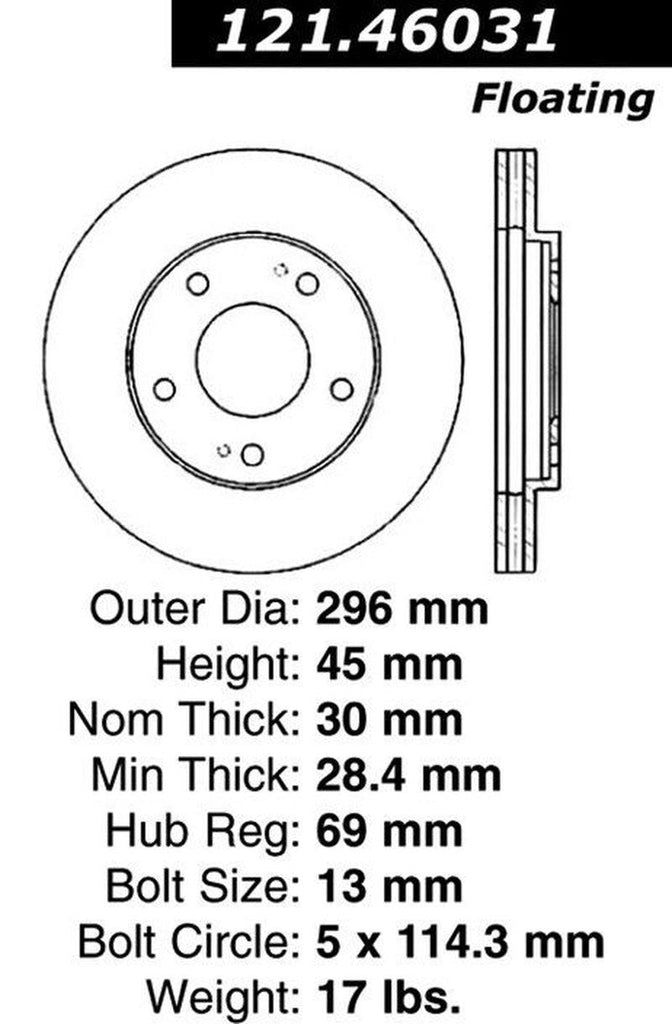 Centric Front Disc Brake Rotor for Stealth, 3000GT (121.46031)