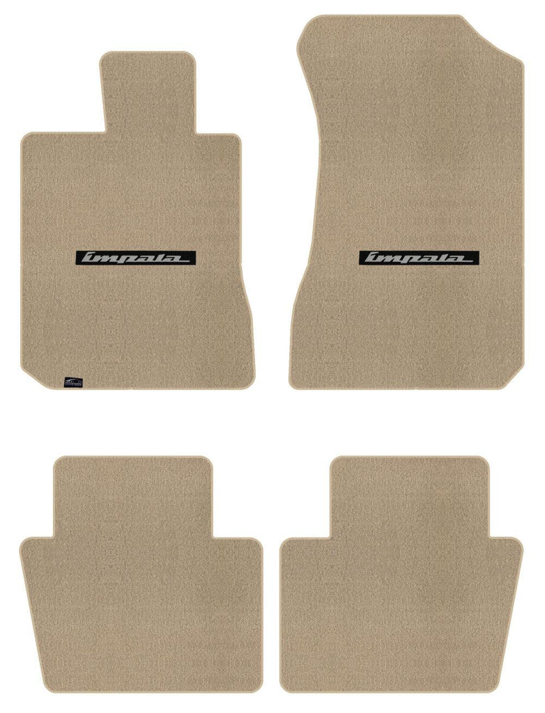 Lloyd Velourtex Front & Rear Mats for '72-76 Impala W/Impala Script Silver on Bl