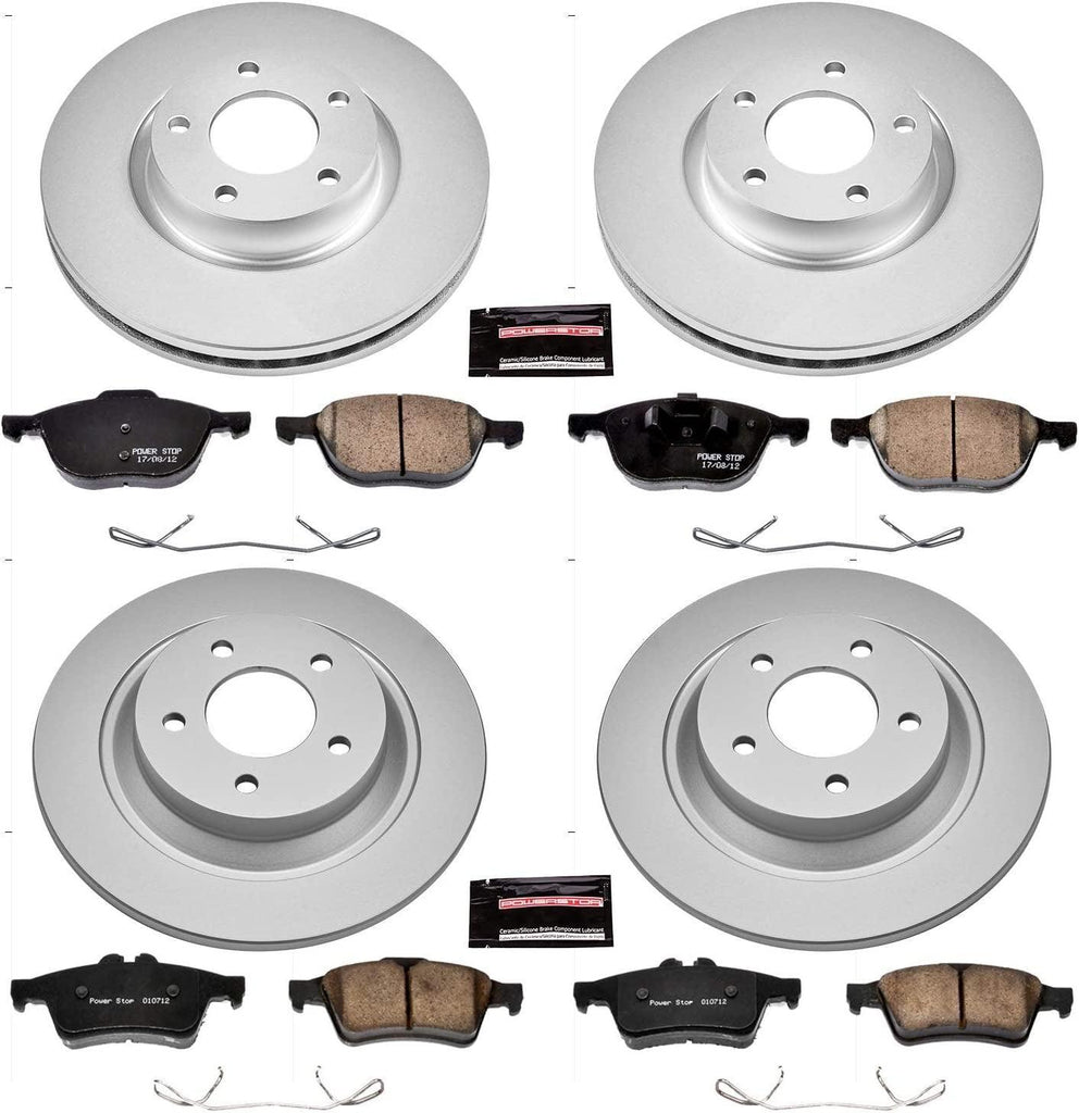 CRK5804 Coated Brake Rotor & Ceramic Brake Pads- Front & Rear